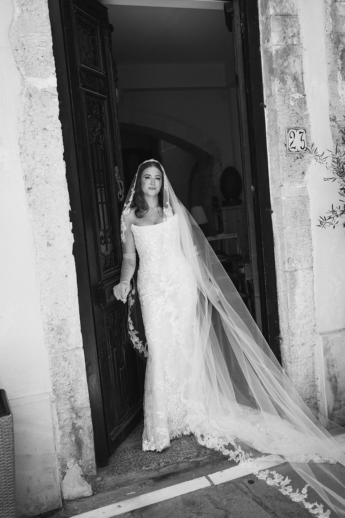black and white portrait of Renee before her Agreco Farm wedding, Rythemno, Crete - Meredith Lord Photography black and white portrait of Renee before her Agreco Farm wedding, Rythemno, Crete